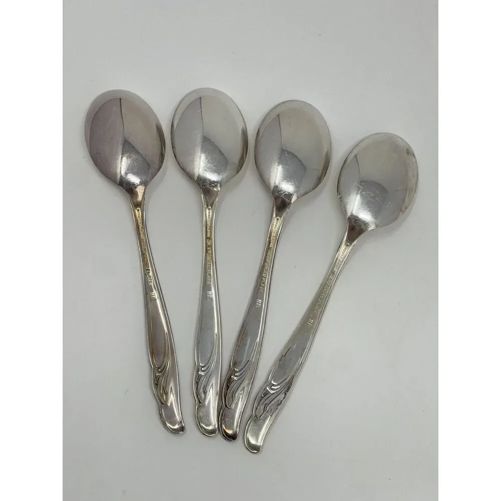 International Rogers EXQUISITE Silverplate 1957 Dinner Place Spoons 7” Set Of 4